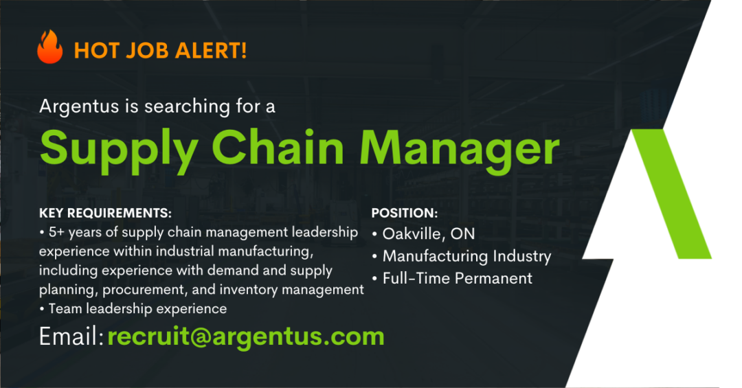 Supply Chain Manager – Manufacturing Industry – Oakville, ON