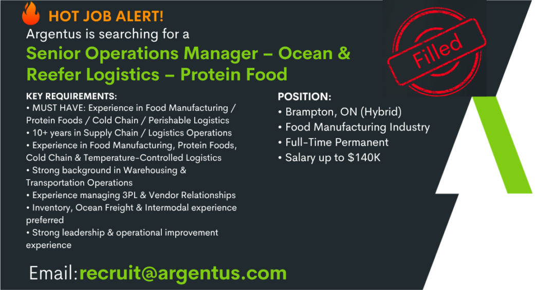 Senior Operations Manager – Ocean & Reefer Logistics – Protein Food